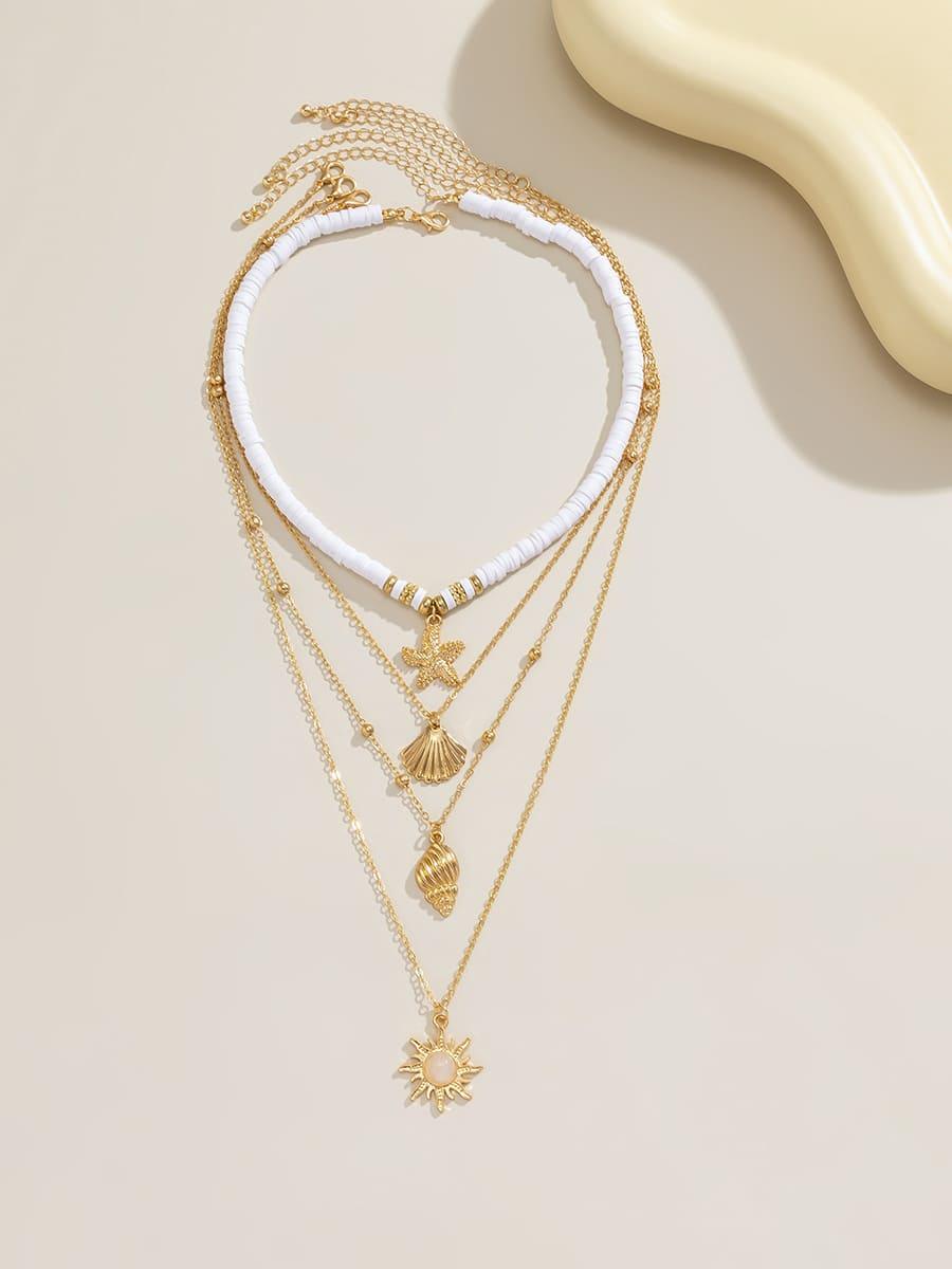 South Pacific Shell Starfish Multi-Layer Necklace Gold – Sienna Noosa
