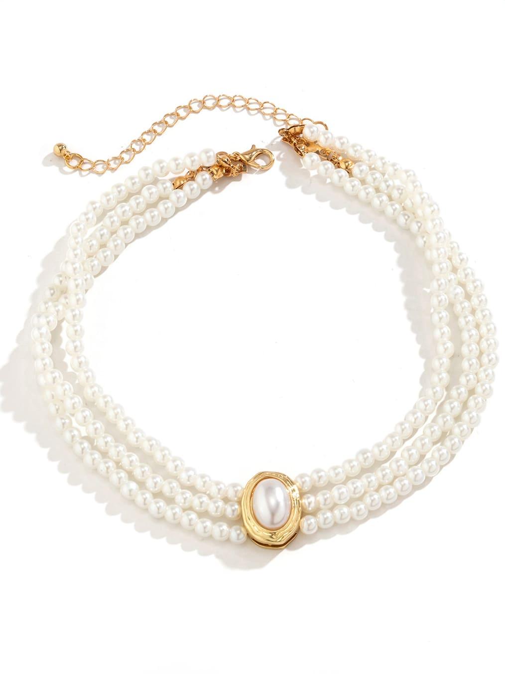 Short faux pearl and turquoise bead necklace – Sienna Noosa
