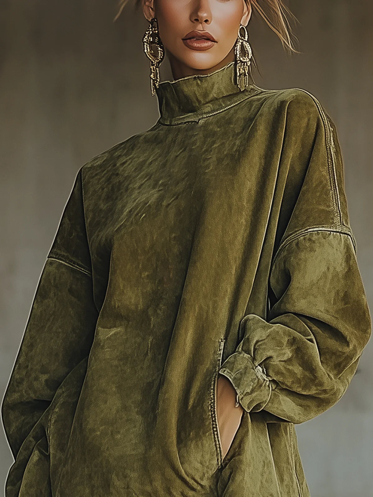 Alma Faux Suede Turtleneck Dress with Fringe Hem – Sienna Noosa