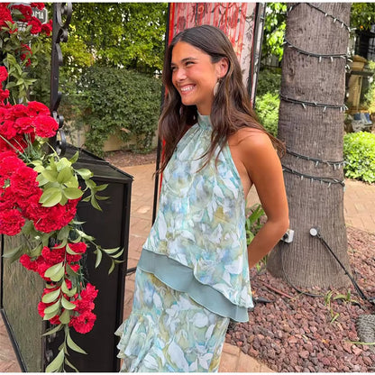 Elora Aitana Maxi Dress Halter With Ruffles – Sienna Noosa