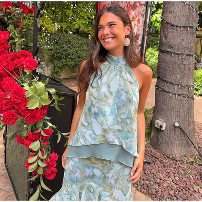 Elora Aitana Maxi Dress Halter With Ruffles – Sienna Noosa