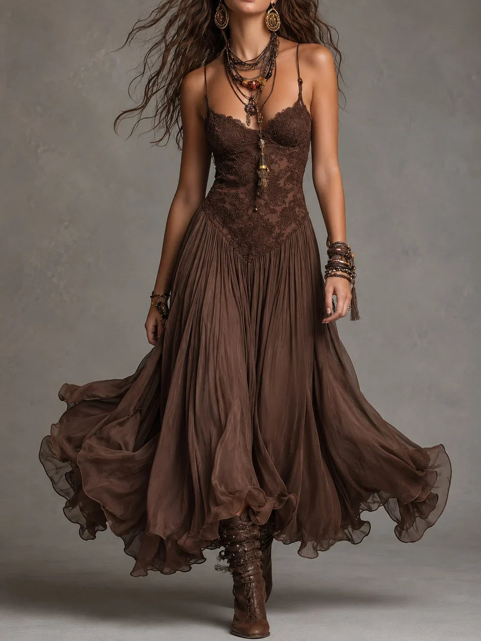 Noelia Maxi Dress Bohemian Lace And Chifon – Sienna Noosa