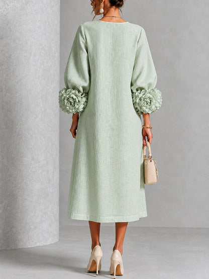 Sage Mist Floral Button Down Midi Dress with Striking Floral Cuffs – Sienna Noosa