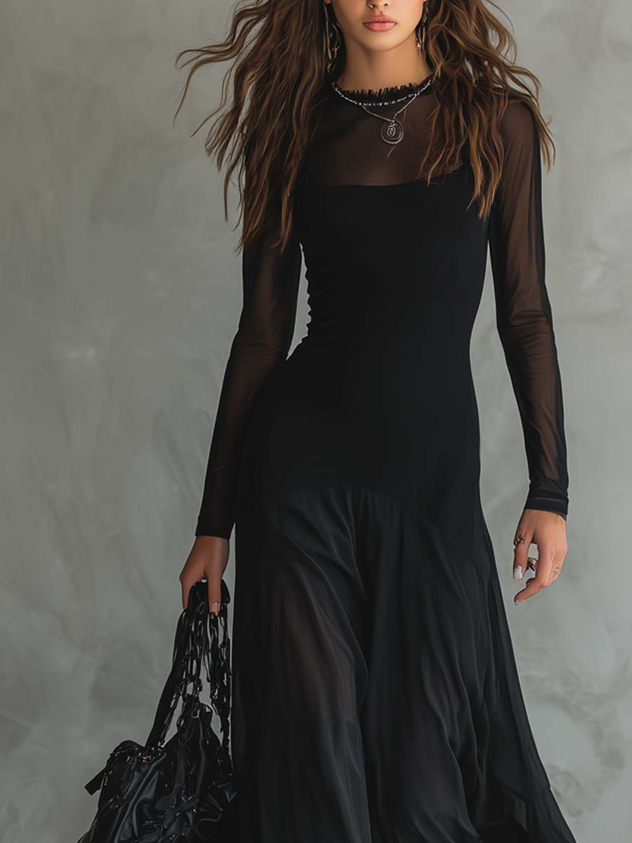 Black Tulle Patchwork Loose Fitting Maxi Dress – Sienna Noosa