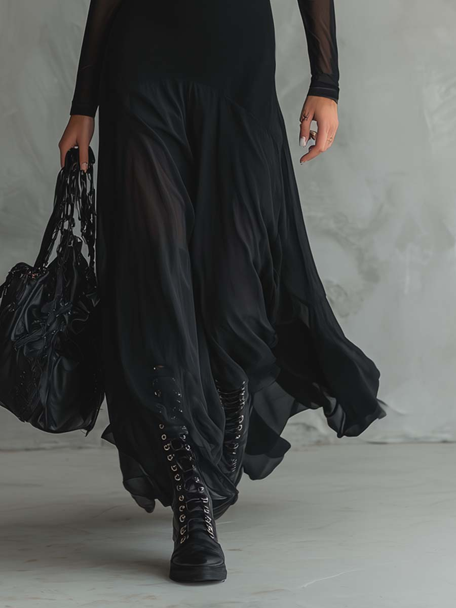 Black Tulle Patchwork Loose Fitting Maxi Dress – Sienna Noosa