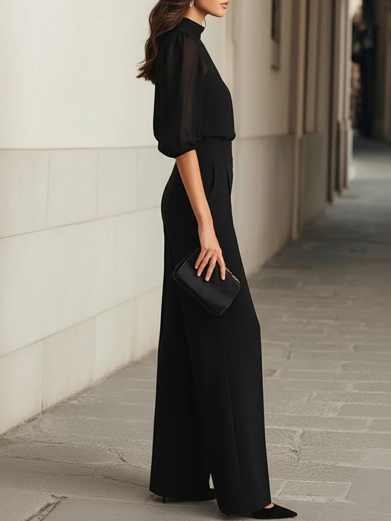Belén Black Sheer Camisole Top and Wide Leg Pants Three Piece Set – Sienna Noosa
