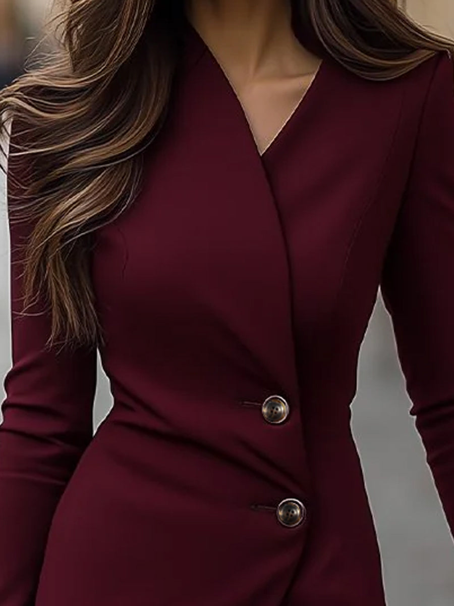 Burgundy Wrap Style Buttoned Midi Dress – Sienna Noosa