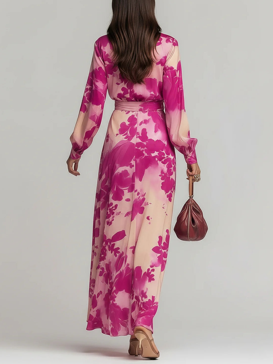 Rose Red Floral V Neck Belted Maxi Dress – Sienna Noosa