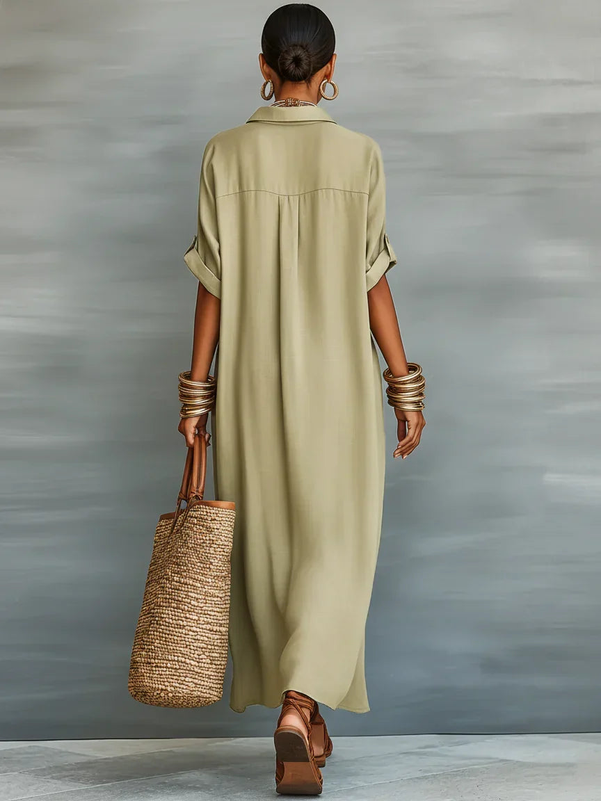 Dress Long Black Relaxed With Buttons – Sienna Noosa