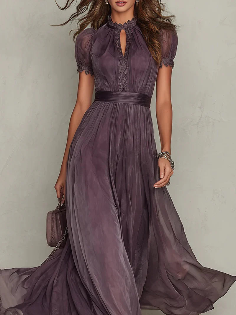 Fabiola Maxi Dress With Print Floral Vintage Pink And Sleeves Puff Accessories Not Included – Sienna Noosa