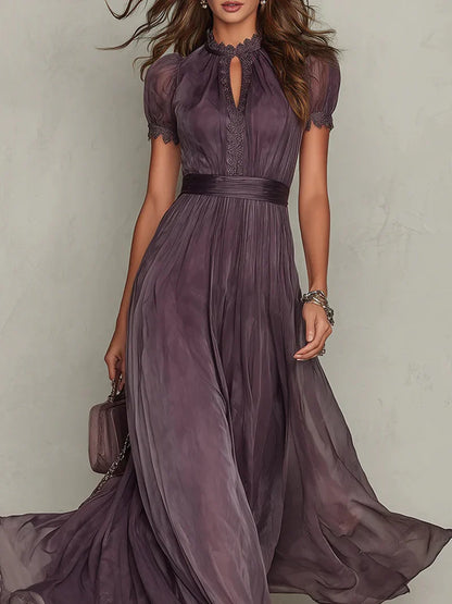 Fabiola Maxi Dress With Print Floral Vintage Pink And Sleeves Puff Accessories Not Included – Sienna Noosa