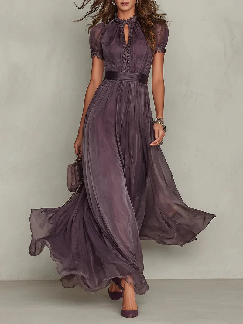 Fabiola Maxi Dress With Print Floral Vintage Pink And Sleeves Puff Accessories Not Included – Sienna Noosa