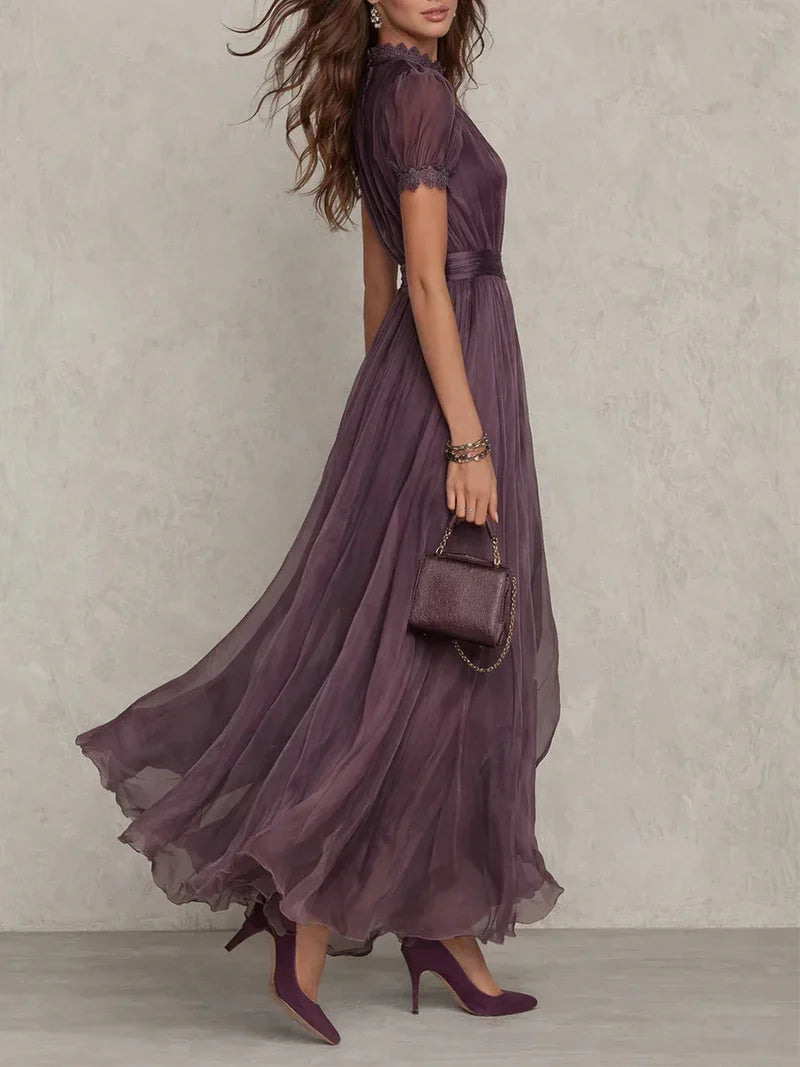 Fabiola Maxi Dress With Print Floral Vintage Pink And Sleeves Puff Accessories Not Included – Sienna Noosa
