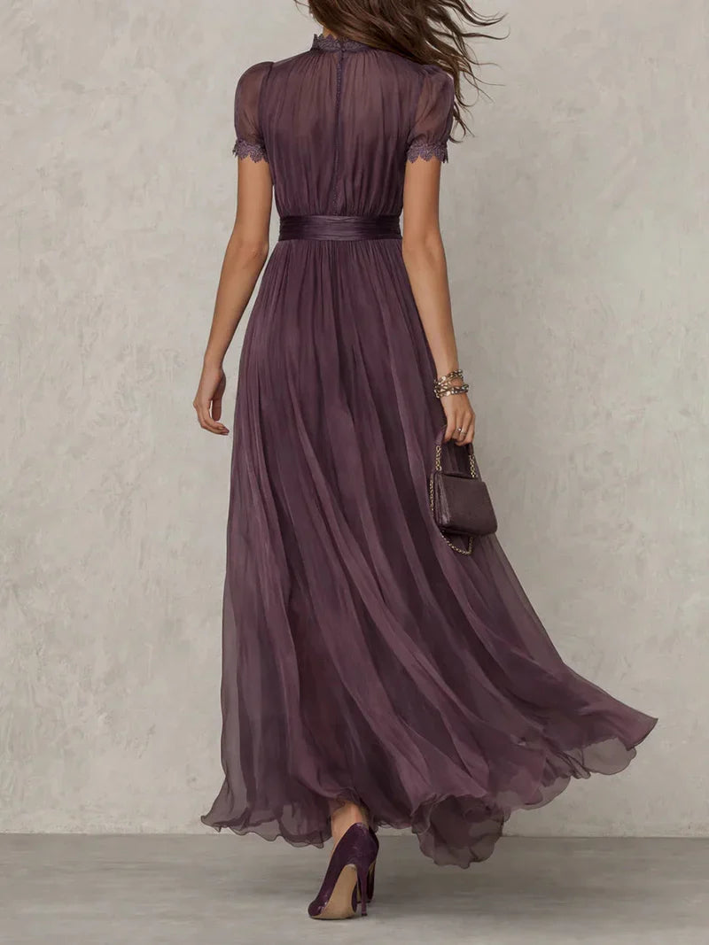 Fabiola Maxi Dress With Print Floral Vintage Pink And Sleeves Puff Accessories Not Included – Sienna Noosa