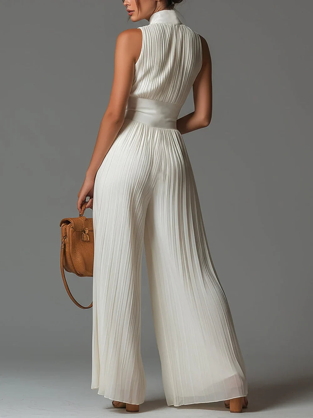 Jumpsuit Chiffon Pleated Blue Navy With Ruffles And Details Lace – Sienna Noosa