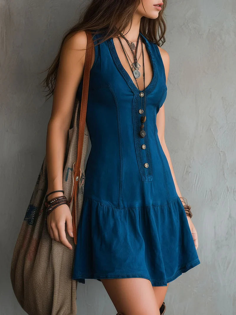 Susana Jumpsuit With Neckline Halter Print Effect Tinta Leg Wide And Pockets – Sienna Noosa