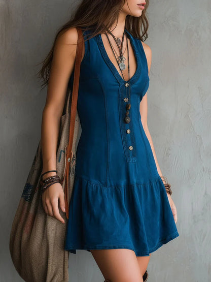 Susana Jumpsuit With Neckline Halter Print Effect Tinta Leg Wide And Pockets – Sienna Noosa