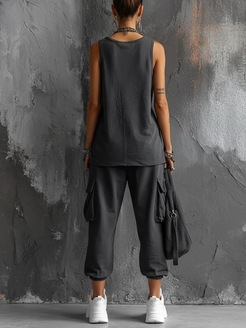 Dark Gray Vest and Jogger Cargo Pants Casual Suit – Sienna Noosa