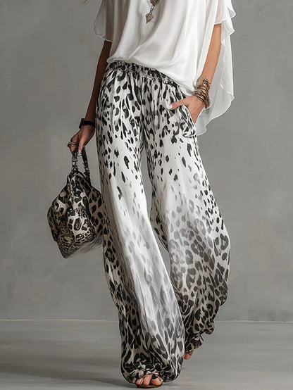 Flowy White T-shirt Shirt and Leopard Print Chiffon Pants Set – Sienna Noosa