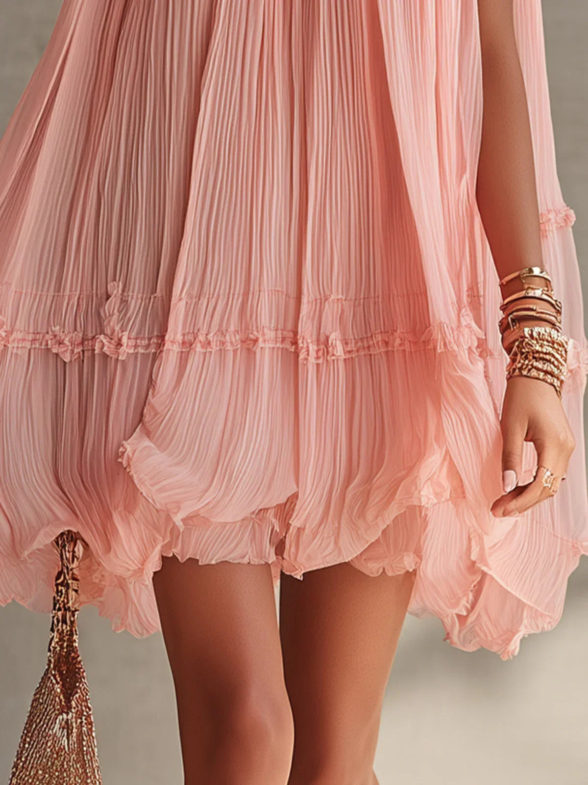 Magdalena Abito Mini in Chiffon With Pannelli in Pizzo Bianco – Sienna Noosa