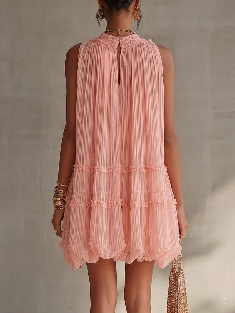 Magdalena Abito Mini in Chiffon With Pannelli in Pizzo Bianco – Sienna Noosa