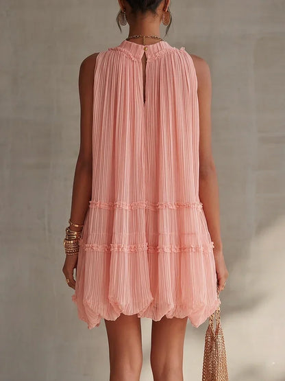Magdalena Abito Mini in Chiffon With Pannelli in Pizzo Bianco – Sienna Noosa