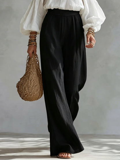 White Off the Shoulder Tank Top and Black Wide Leg Pants Suit – Sienna Noosa
