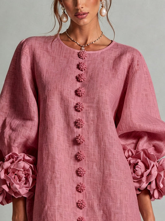 Vintage Rose Floral Button Down Mini Dress with Striking Floral Cuffs – Sienna Noosa