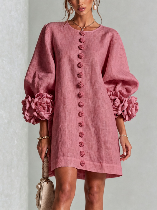 Vintage Rose Floral Button Down Mini Dress with Striking Floral Cuffs – Sienna Noosa