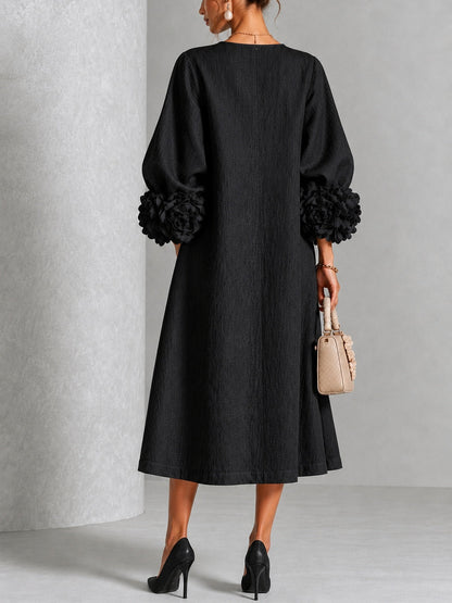 Black Floral Button Down Midi Dress with Striking Floral Cuffs – Sienna Noosa
