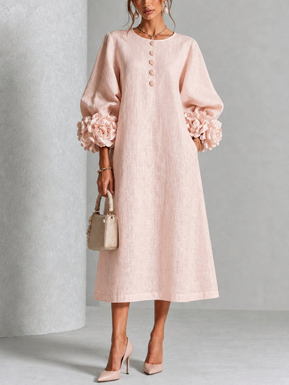 Pink Floral Button Down Midi Dress with Striking Floral Cuffs – Sienna Noosa