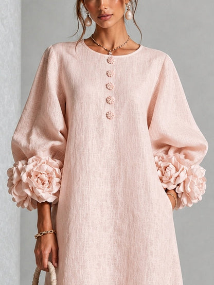 Pink Floral Button Down Midi Dress with Striking Floral Cuffs – Sienna Noosa