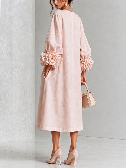 Pink Floral Button Down Midi Dress with Striking Floral Cuffs – Sienna Noosa