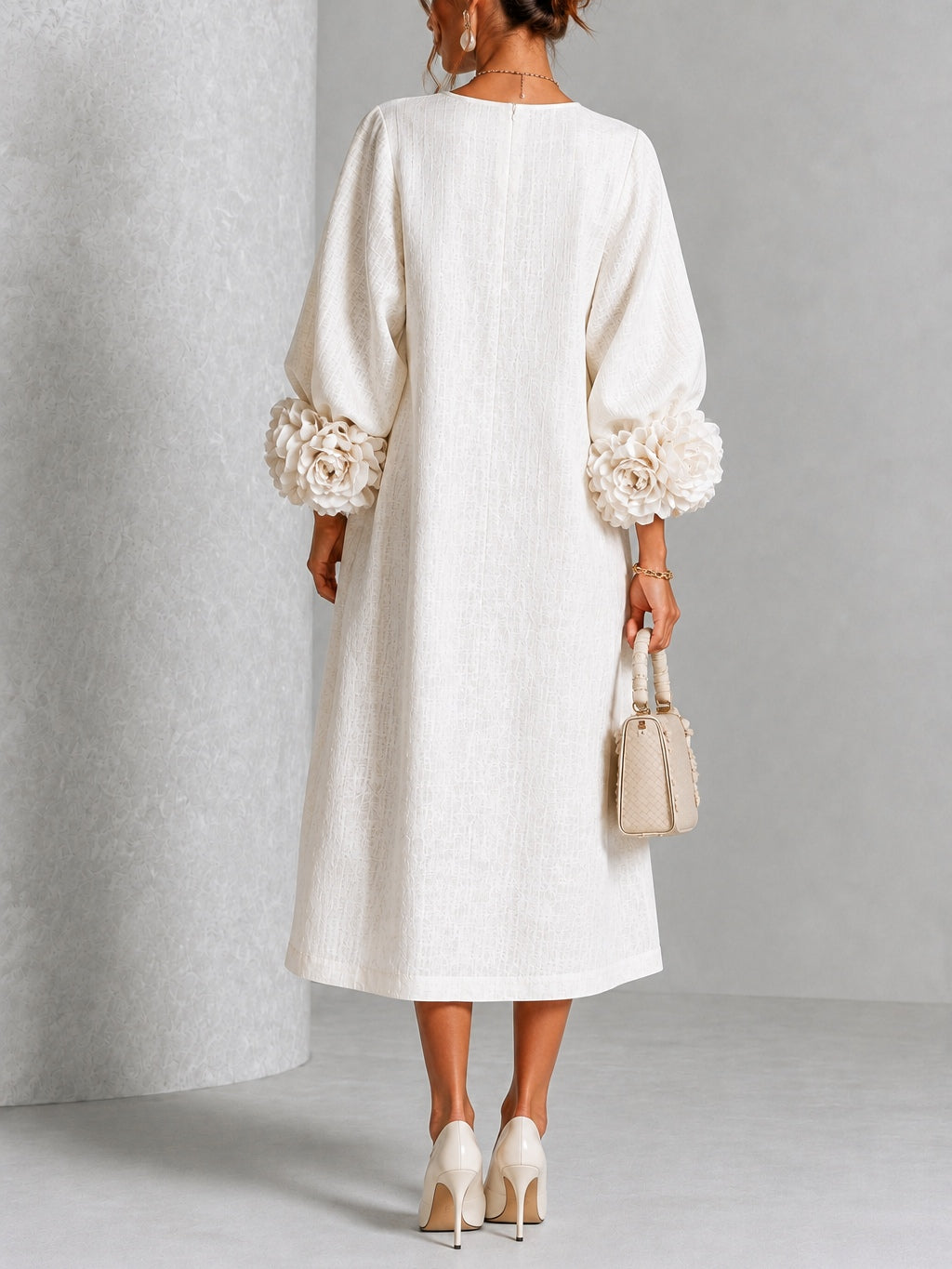White Floral Button Down Midi Dress with Striking Floral Cuffs – Sienna Noosa