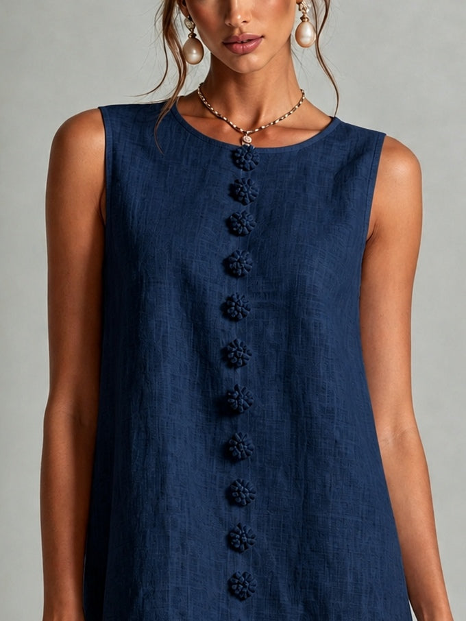 Navy Sleeveless Floral Button Front Mini Dress – Sienna Noosa