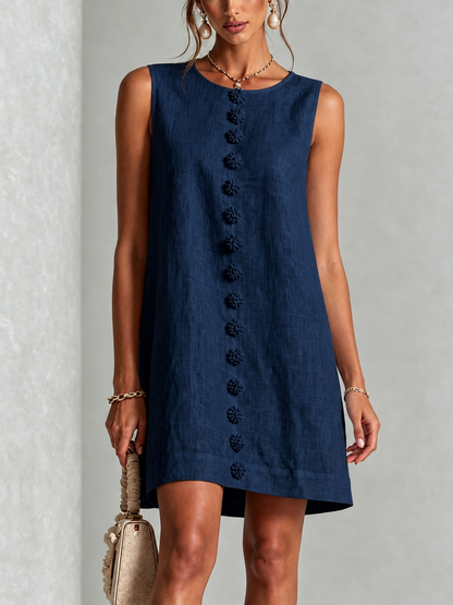 Navy Sleeveless Floral Button Front Mini Dress – Sienna Noosa