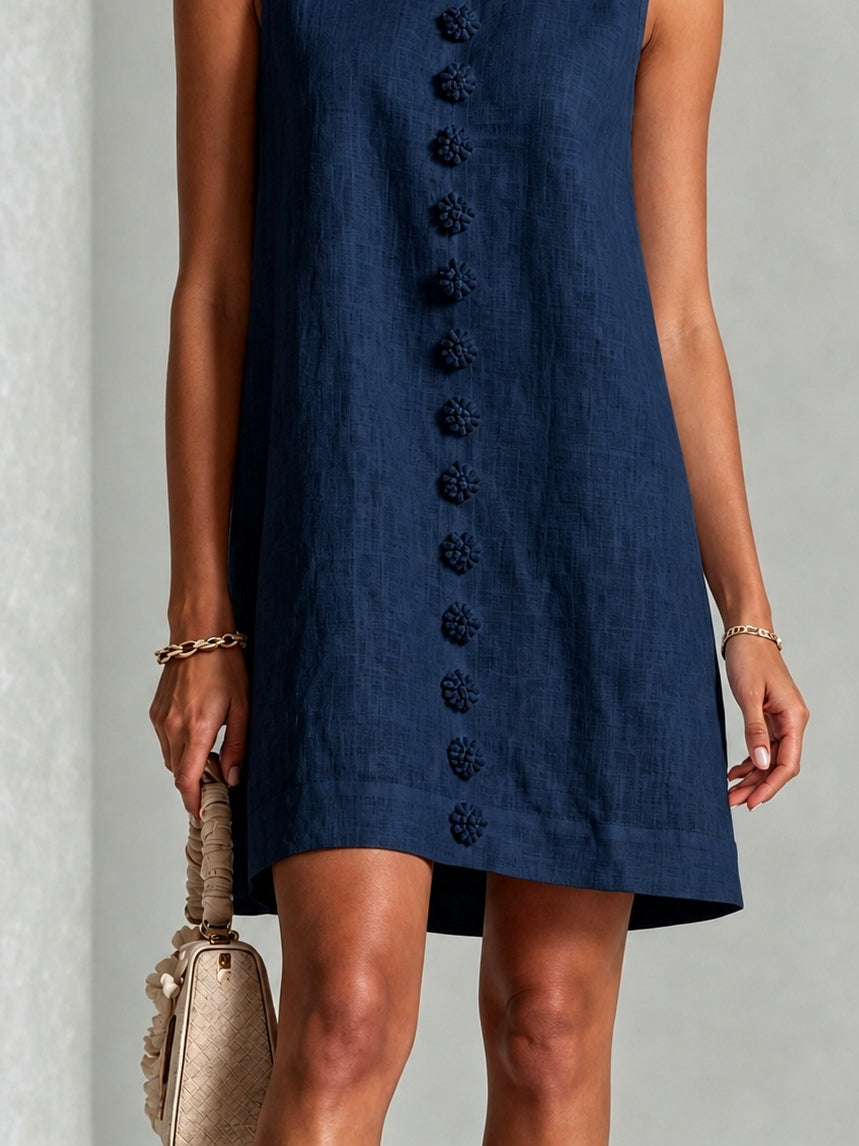 Navy Sleeveless Floral Button Front Mini Dress – Sienna Noosa