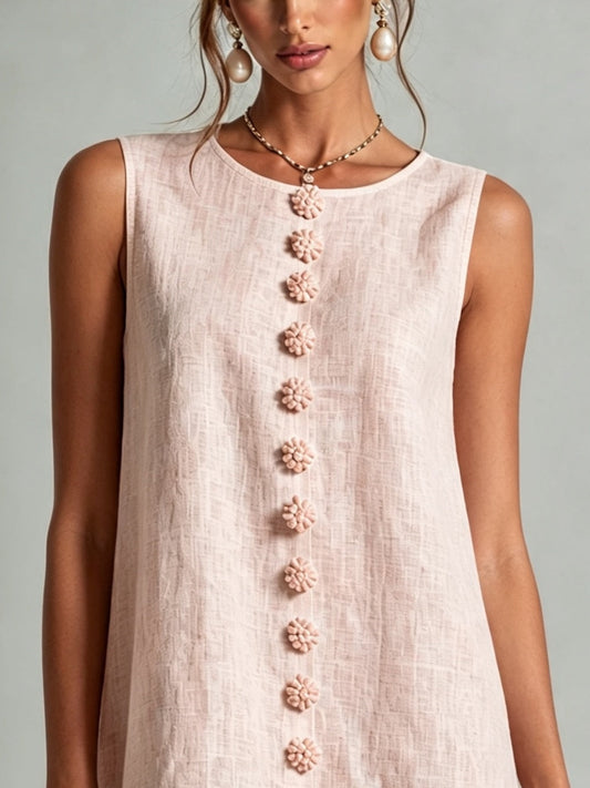 Pink Sleeveless Floral Button Front Mini Dress – Sienna Noosa