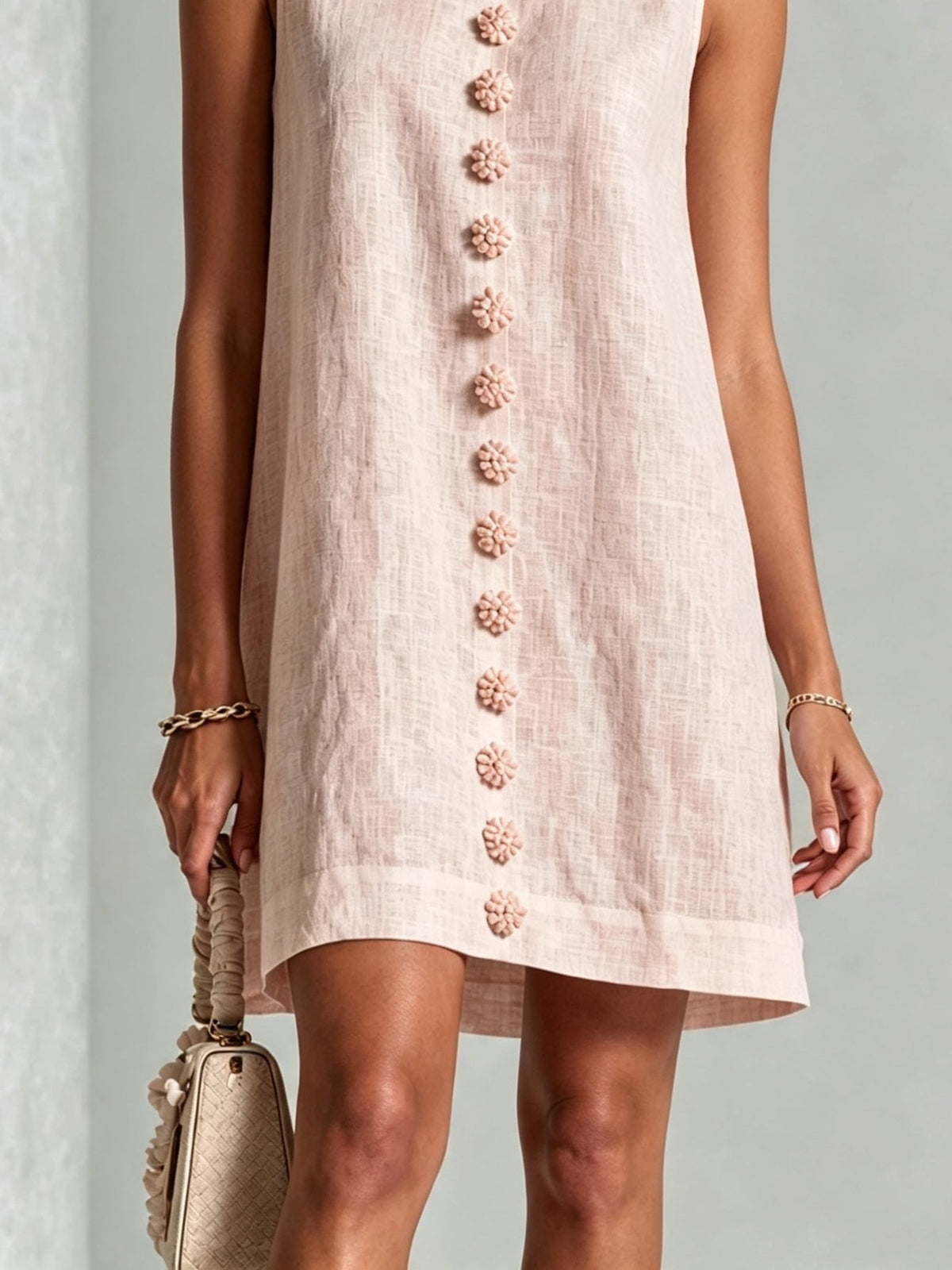 Pink Sleeveless Floral Button Front Mini Dress – Sienna Noosa