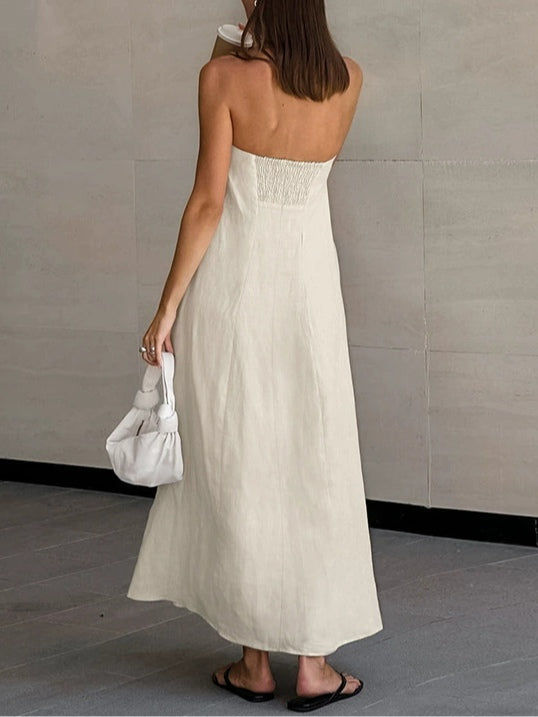 Strapless A-line Line Linen Long Dress – Sienna Noosa