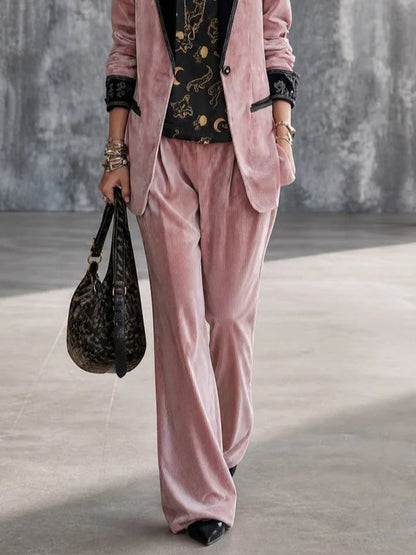 Helena Pink Casual Corduroy Three Piece Layered Set with Elegant Wide Leg Trousers – Sienna Noosa