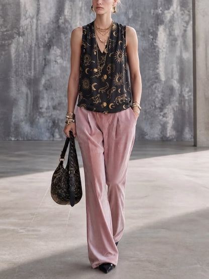 Helena Pink Casual Corduroy Three Piece Layered Set with Elegant Wide Leg Trousers – Sienna Noosa