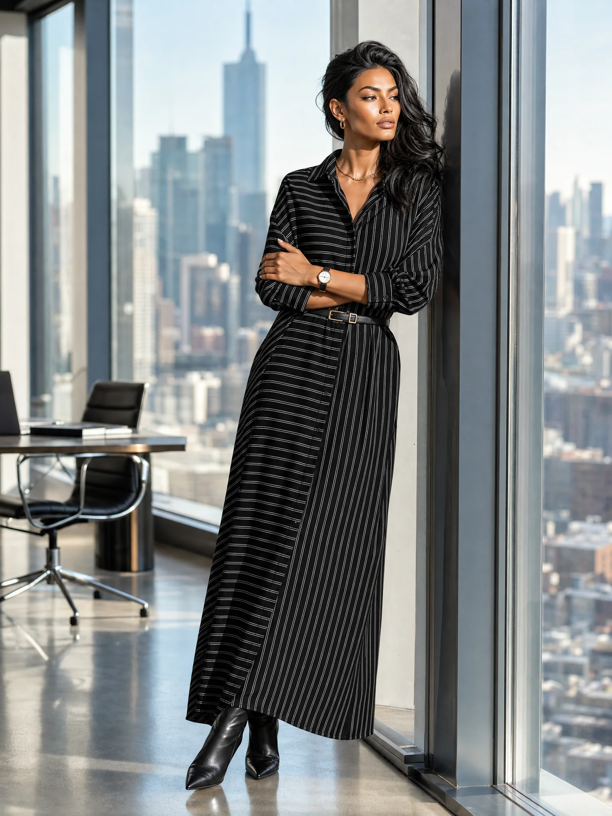 Black White Asymmetric Stripe Shirt Maxi Dress – Sienna Noosa