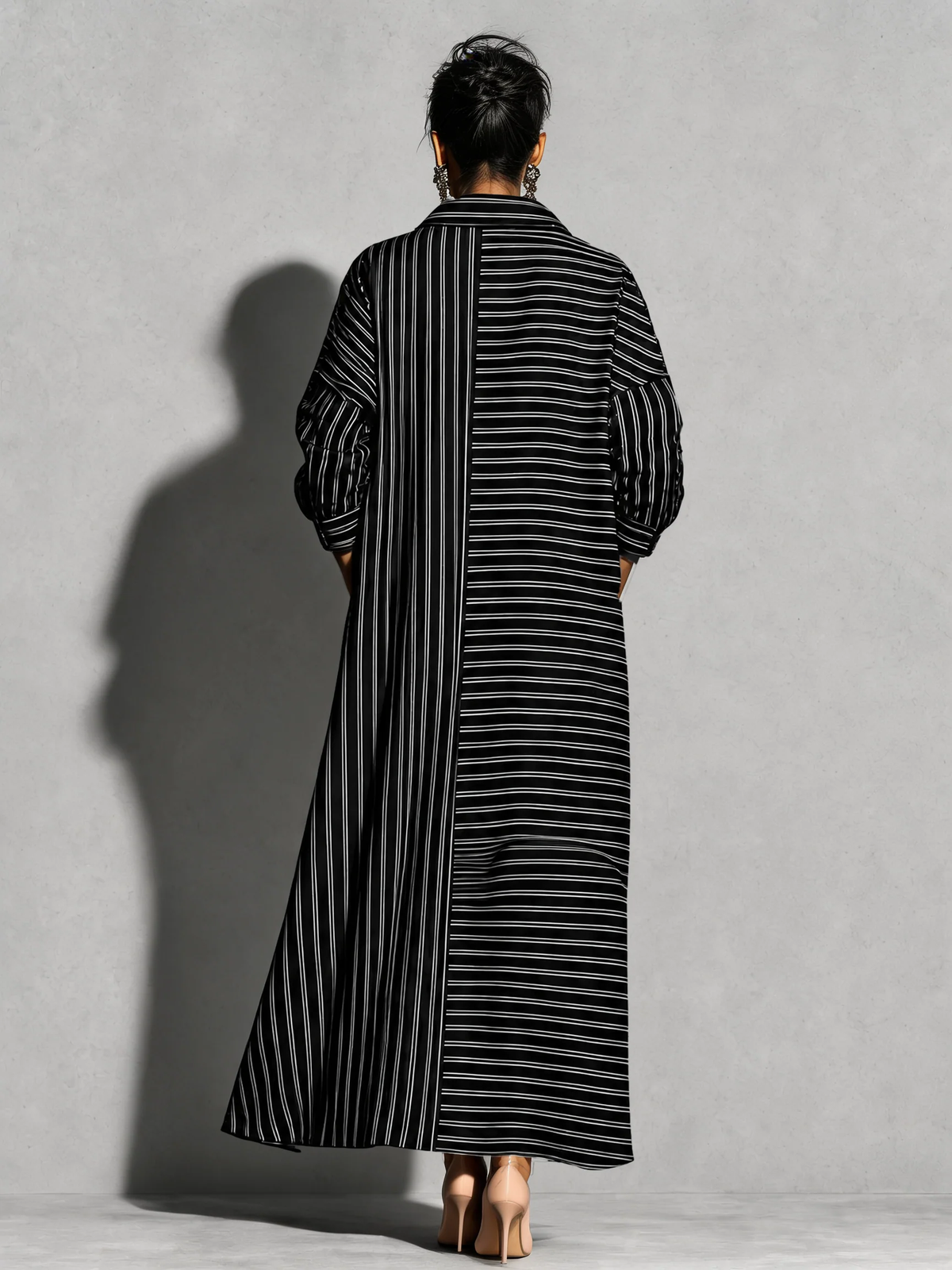 Black White Asymmetric Stripe Shirt Maxi Dress – Sienna Noosa