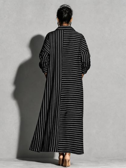 Black White Asymmetric Stripe Shirt Maxi Dress – Sienna Noosa