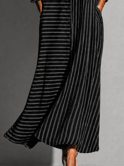 Black White Asymmetric Stripe Shirt Maxi Dress – Sienna Noosa