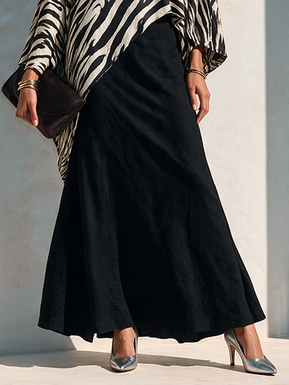 Black Zebra Asymmetrical Top and Black Drape Skirt Two-Piece Set – Sienna Noosa
