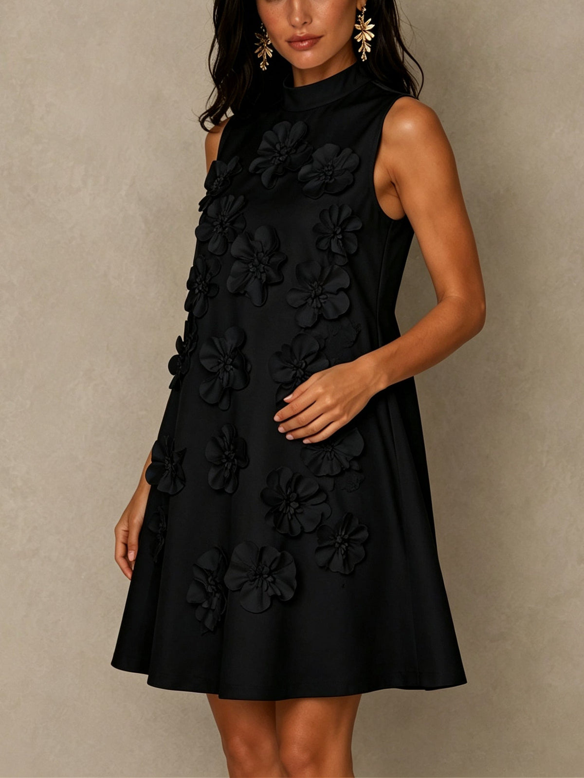Black Sleeveless Mini Dress Featuring Striking Floral And Bow Details – Sienna Noosa