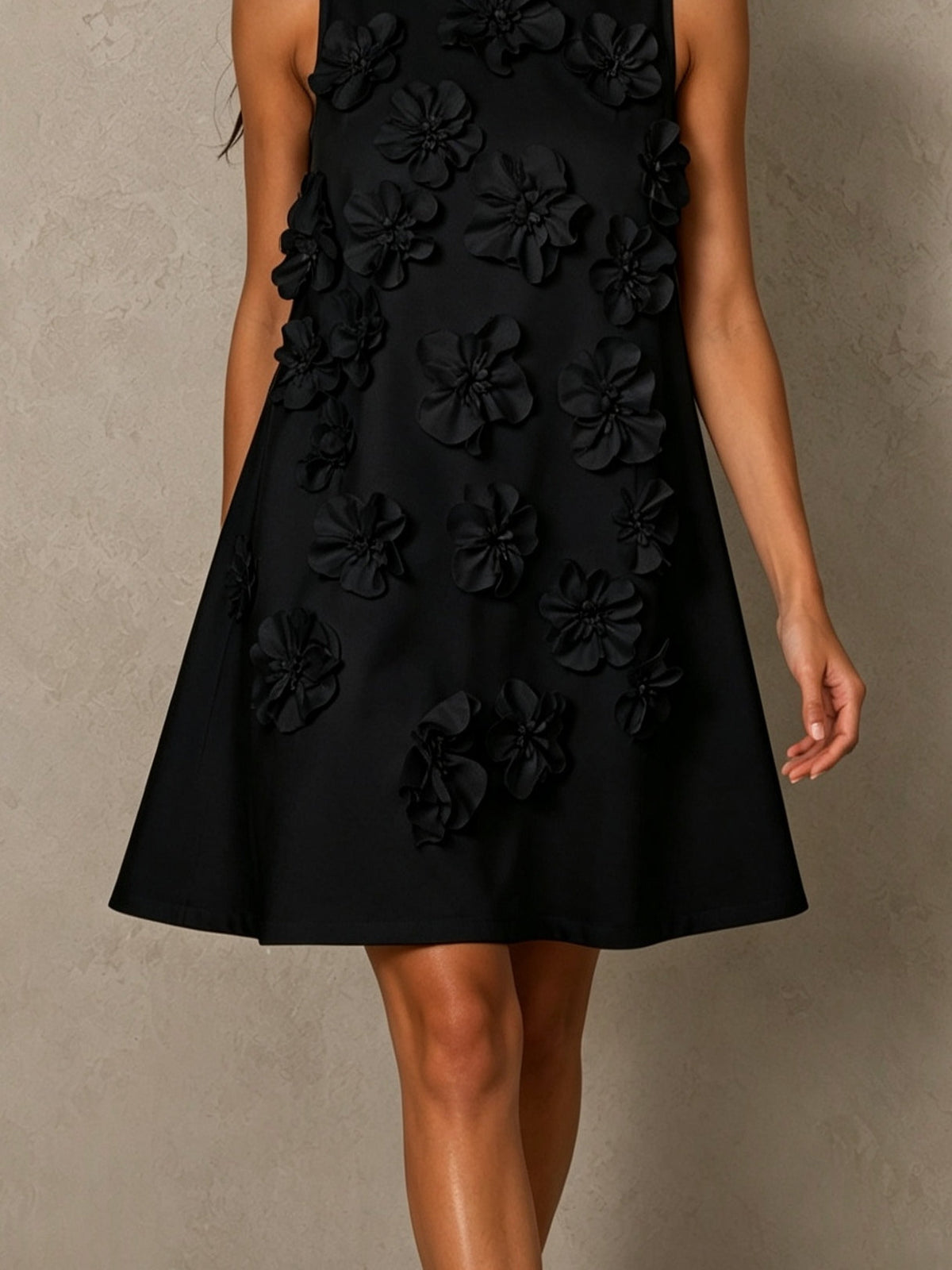 Black Sleeveless Mini Dress Featuring Striking Floral And Bow Details – Sienna Noosa