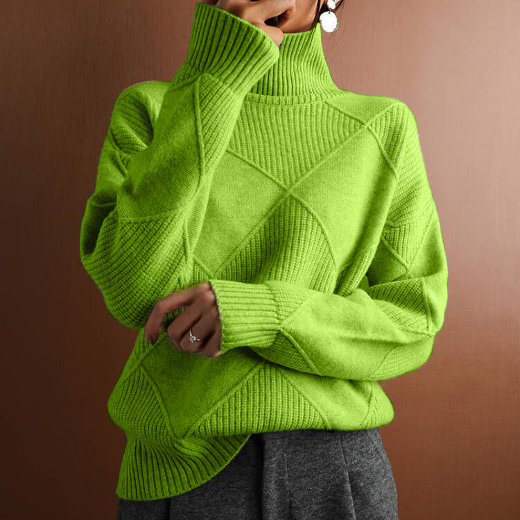 Turtleneck loose lozenge long-sleeved winter sweater – Sienna Noosa